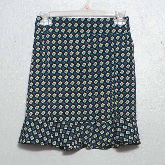 Band of the free nwt geometric ruffle teal mini skirt - Picture 3 of 10